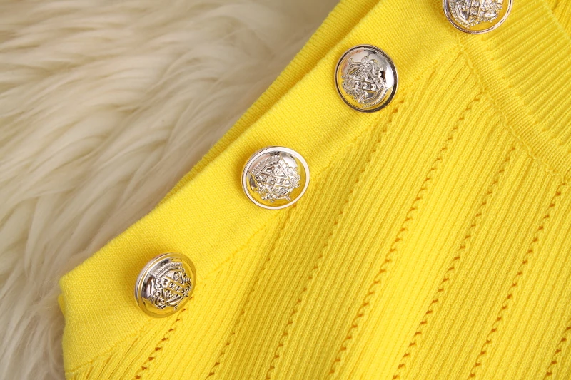 ALPHALMODA - женский джемпер без рукавов и шорты шикарный вязаный костюм ярко-желтый