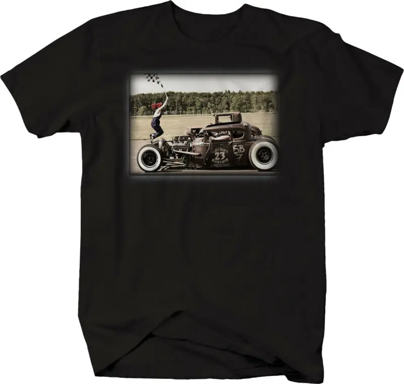 Hotrod Drag Racing клетчатая футболка с флагом | Мужская одежда