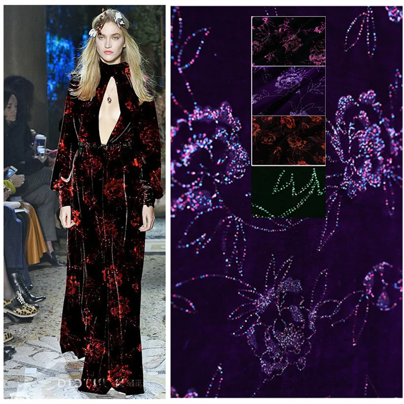 Bronzed natural mulberry silk velvet fabric for dress thickening cheongsam burnout cloth | Дом и сад