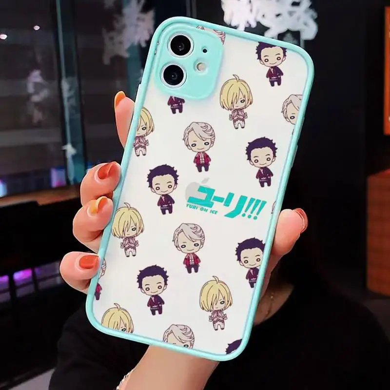 

Cartoon cute Yuri on Ice anime Phone Case matte transparent For iphone 7 8 11 12 plus mini x xs xr pro max cover
