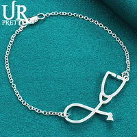 urpretty 925 sterling silver stethoscope chain bracelet for man women engagement wedding charm party jewelry