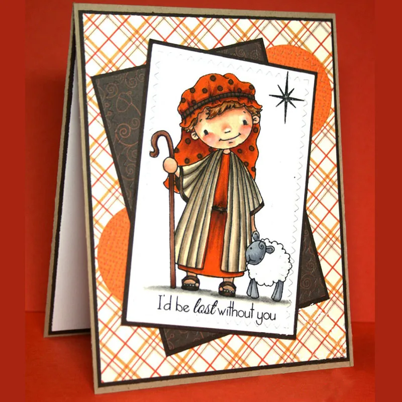 Сельская овчарка девочка овца Рождество благословение письмо металлические