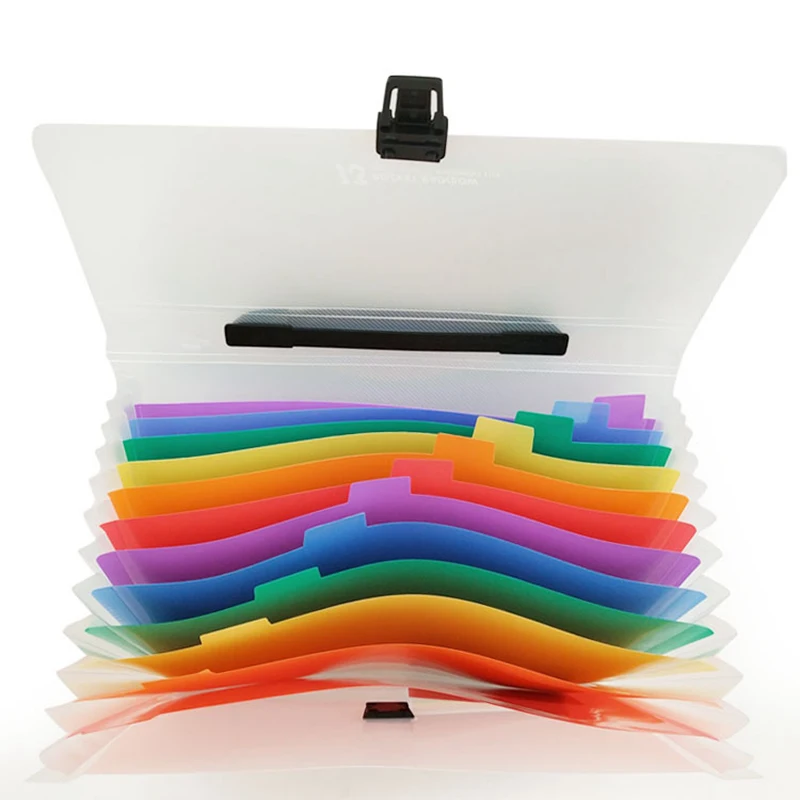 

Rainbow A4 13 Cells File Document Bag Pouch Bill Folder Holder Organizer Fastener Office Supplies Document Binder Carpetas