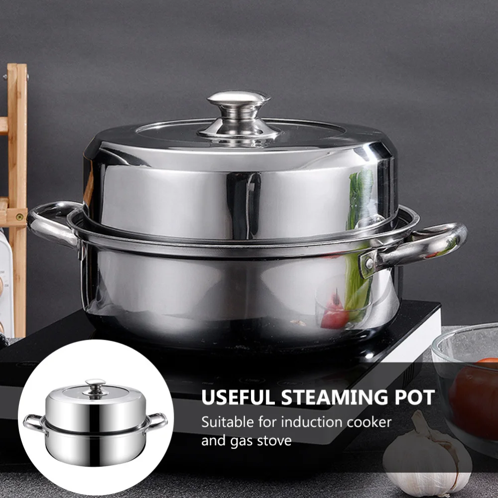 

1Pc Multi-function Steamer Stainless Steel Stockpot Practical Steaming Pot