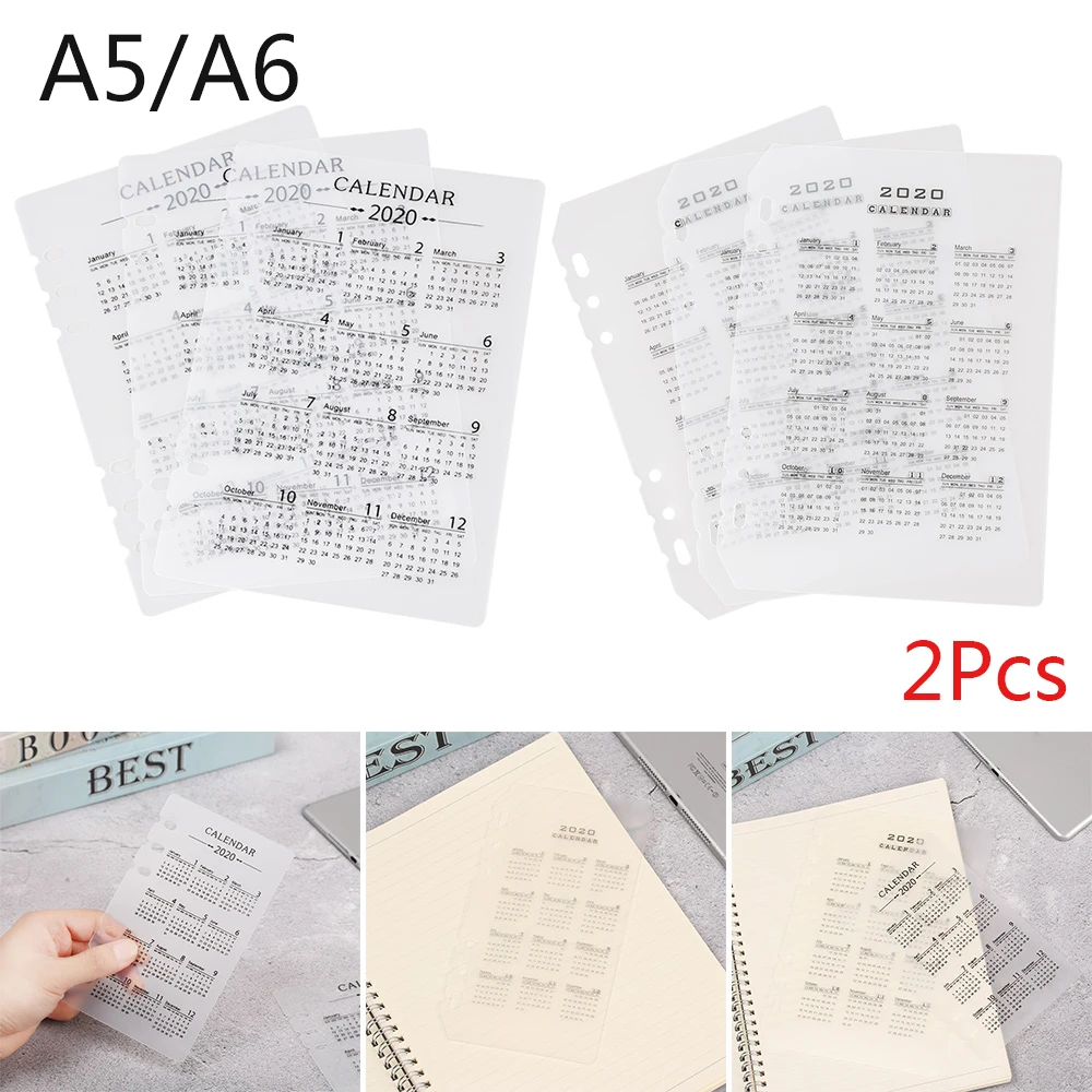 2Pcs For Planner Organizer Notebooks PP 2020 Calendar A5/A6 Loose-leaf 6 Holes Binder Index Divider Separator Stationery New | Канцтовары