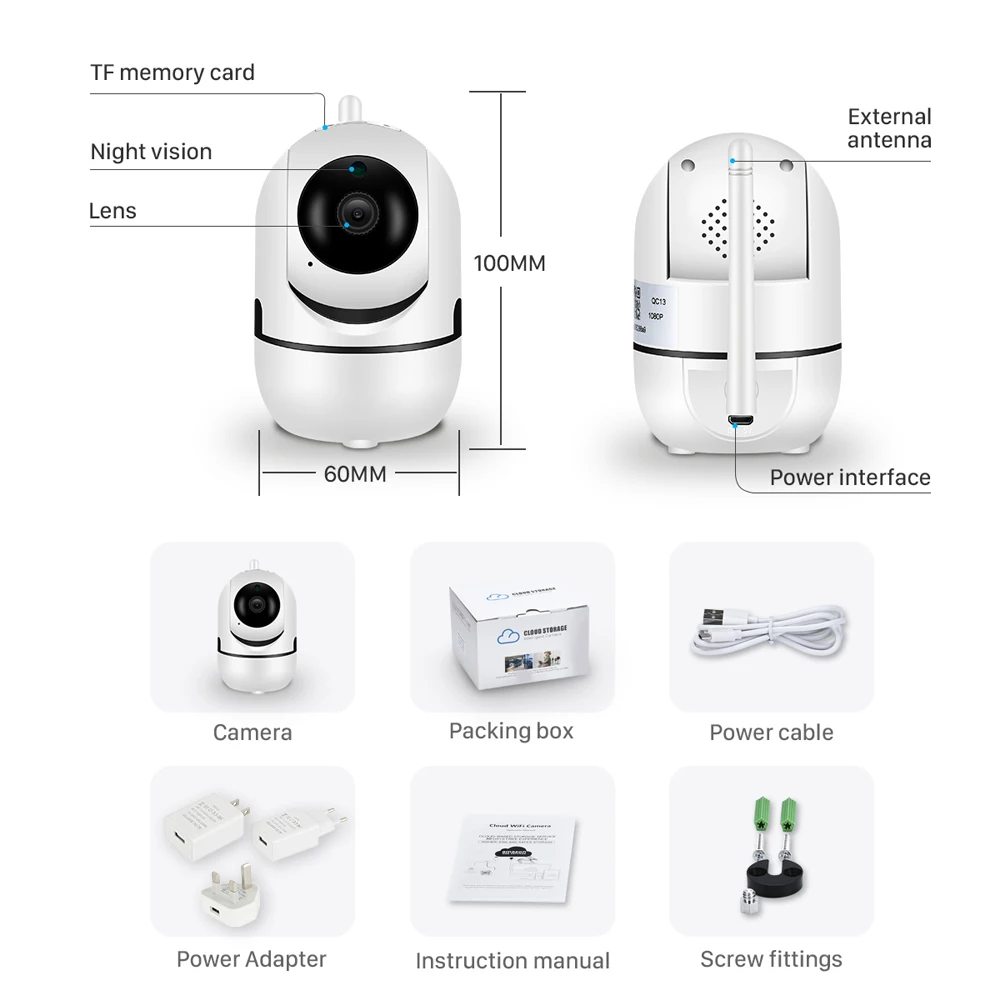 

1080P Wireless 360 degree Baby Monitor WiFi Cry Alarm Security IP Camera WiFi Nanny Camera Night Vision Video Surveillance CCTV
