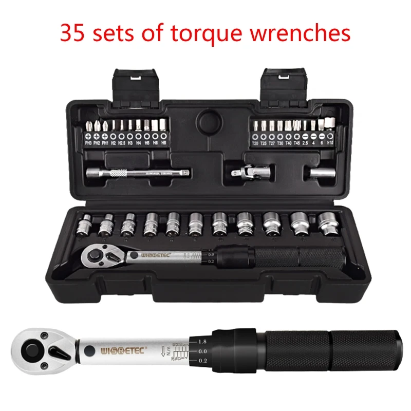 

35pcs/set 2-20Nm Ratchet Adjustable Torque Wrench Socket Bit Industrial Grade Bicycle Repair Tools