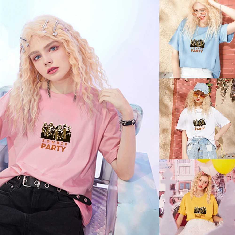 

Cute cartoon pattern print T-shirt girly style 100%cotton much colour Top women's fashion Short-sleeve tees round neck tshirt