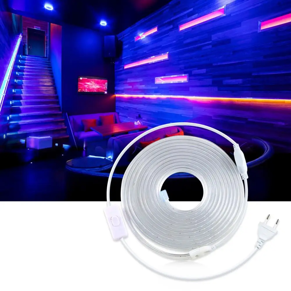 

Waterproof 220V LED Strip Light Flexible LED Tape 220v Light EU Plug Switch LED Ribbon High lumens Diode Kitchen Lights lamp