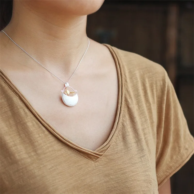 Ожерелье с подвеской в виде маленького сада из стерлингового серебра 925 пробы для