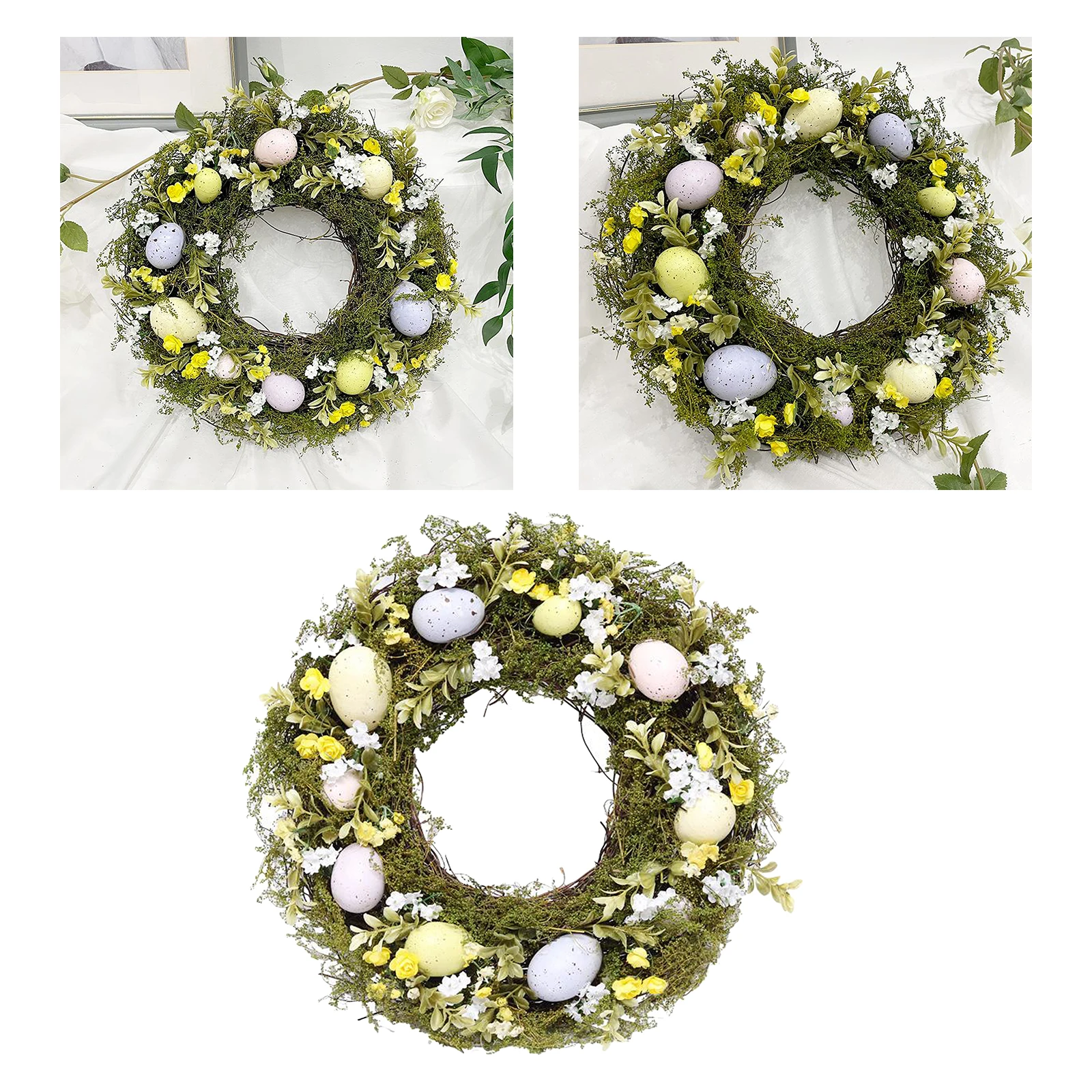 

Easter Egg Wreath 35cm Green Leaves Garland Home Door Farmhouse Window Decor Sign Pendant