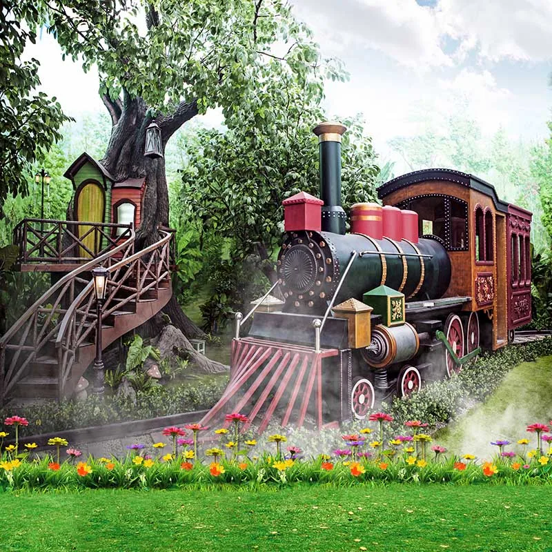 Виниловый фон MEHOFOTO для фотографий локомотив поезд компьютерная печать детские