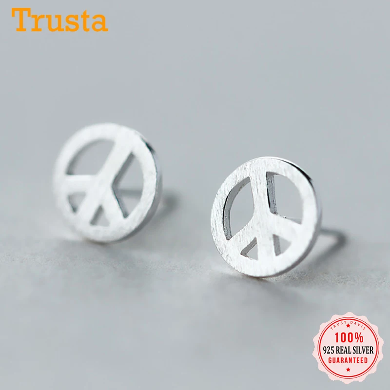 Женские серьги пусеты Trustdavis подарочные круглые из настоящего серебра 925 пробы с