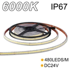 480 светодиодный sm DC24V 6000K IP67 9 Втм COB Светодиодная лента 8 мм ширина печатной платы полый экструзион