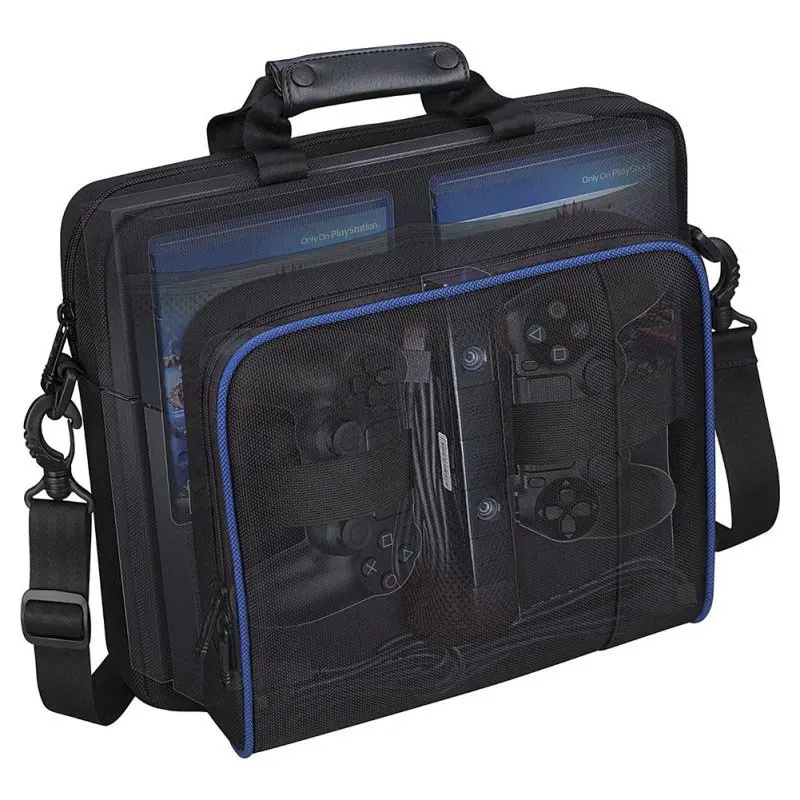 Carrying Case Sturdy Durable Portable Nylon Taffeta Travel Shoulder Bag Videogame Console for PS4 Slim | Электроника