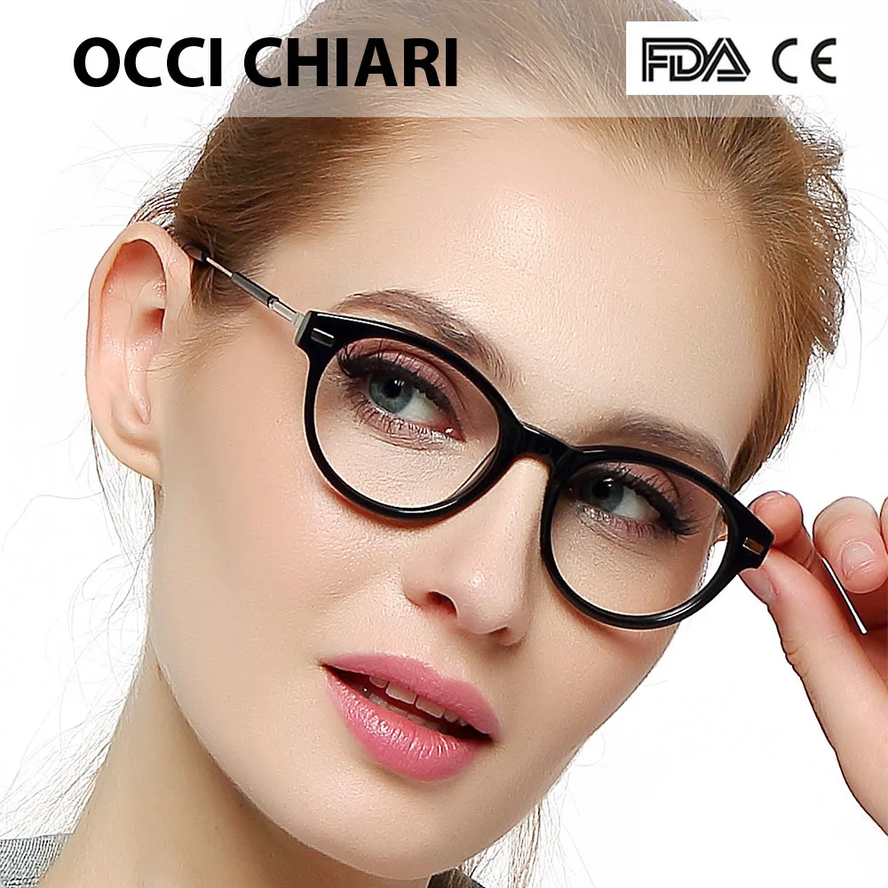 OCCI CHIARI Италия Дизайн Классические Модные женские очки с круглой оправой полная оправа черные синие Деми W-CASAL