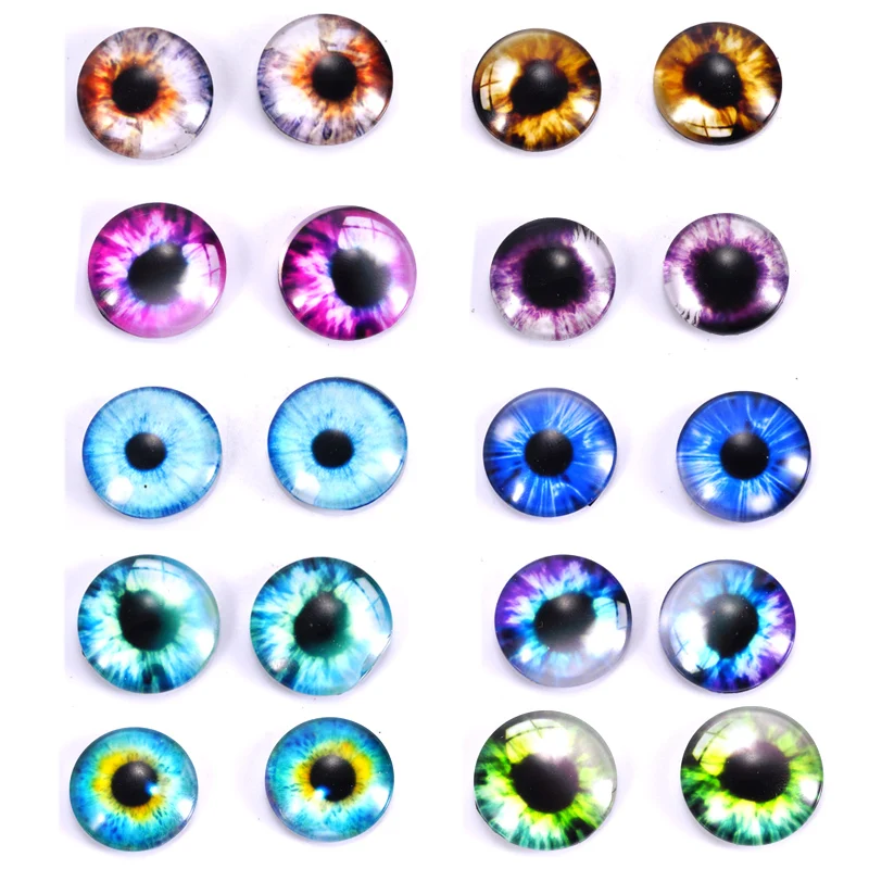 

10 Colors/Set 18mm Lucky Evil Eye Glass Flatback Dome Cabochons Glass Gems for Handcrafts Pendant Jewelry Making