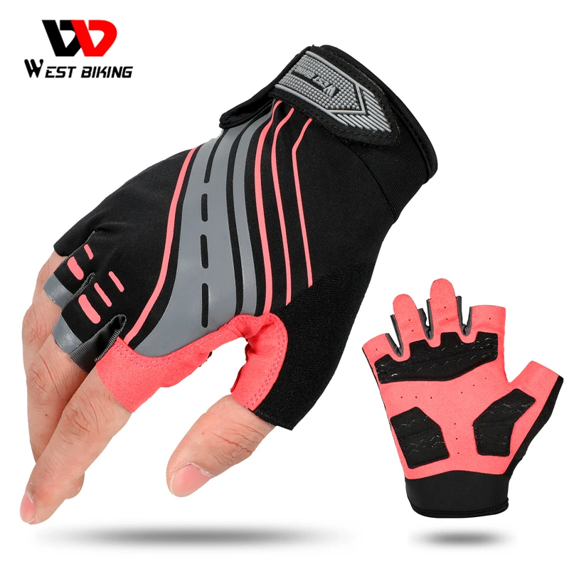 Велосипедные перчатки WEST BIKING дышащие Нескользящие с открытыми пальцами для