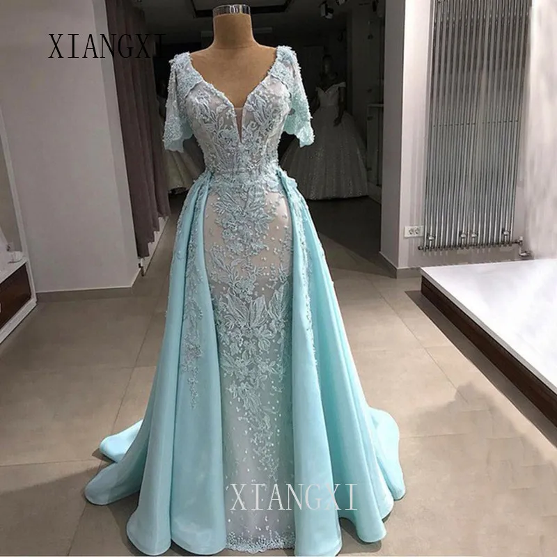 

платье вечерhee V robe de sirène fête robes de soirée longue 2020 main perles robe formelle femmes élégant vestido de festa lon
