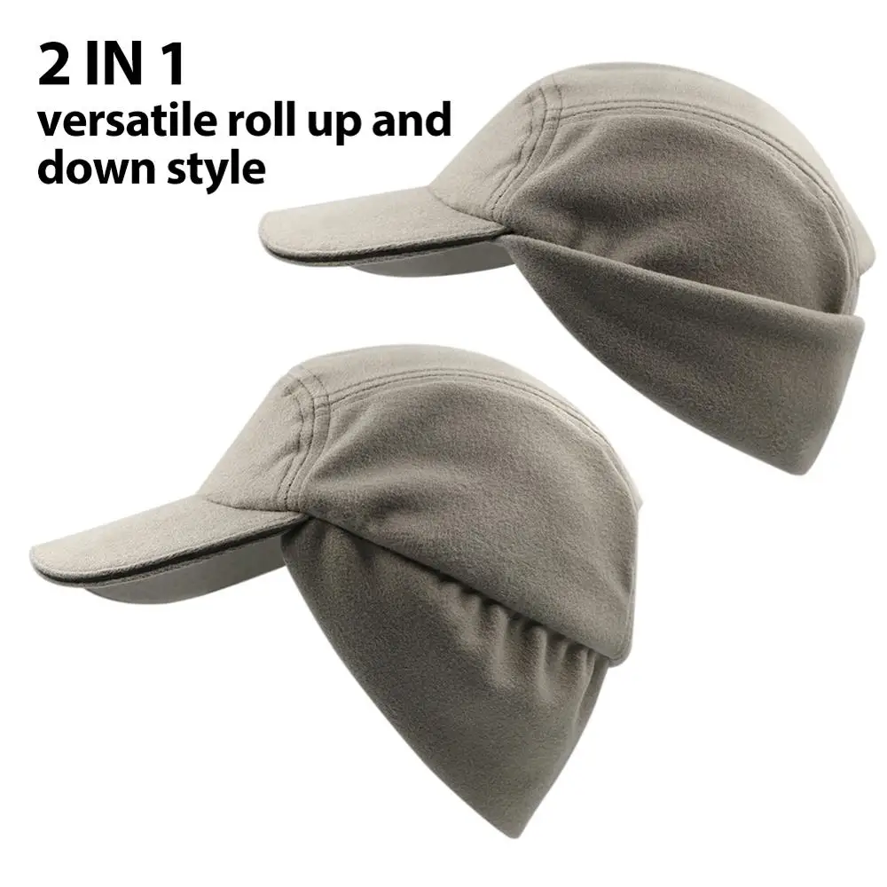 Женская зимняя флисовая шапка с хвостом для бега опущенными ушками бейсбольная