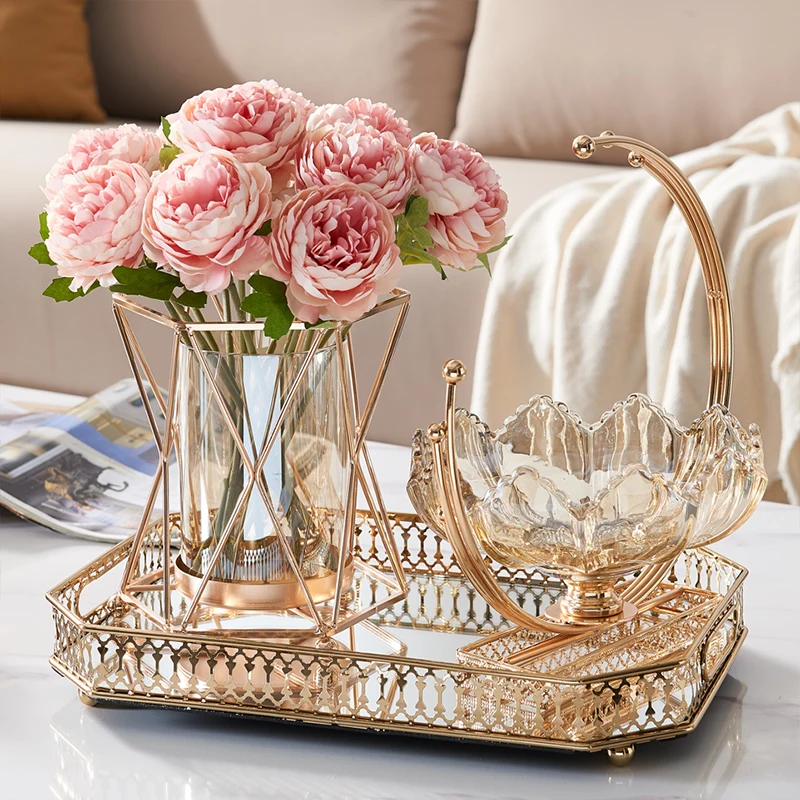 

Light Luxury American Glass Fruit Tray Home Living Room Coffee Table Snack Plate Desktop Decoration Storage Bowl