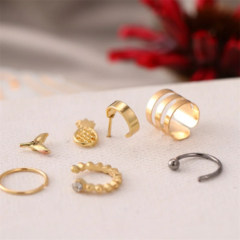 KISSWIFE богемные 7 шт./компл. модные серьги с ананасовым хвостом и кристаллами