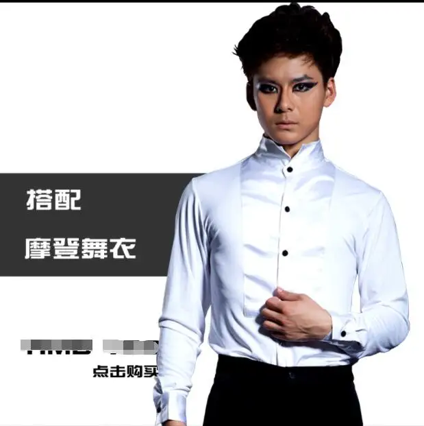 

S-6XL!!! New men's ballroom dancing jacket white long-sleeved shirts performance suit competition dress