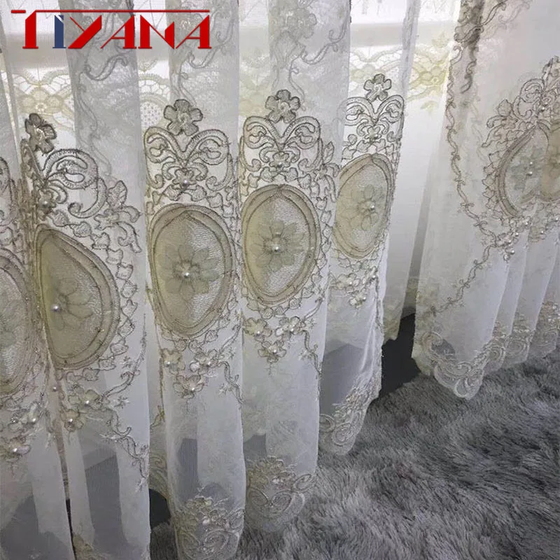 

Европейский Роскошный вышитый экран, тюль, занавеска, роскошное украшение для дома, для гостиной, спальни, на заказ, прозрачная занавеска T260 ...