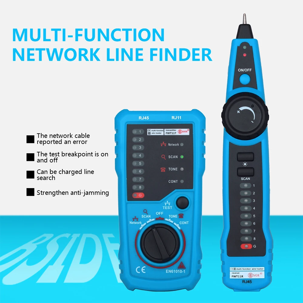 

BSIDE Wire Tracker FWT11 RJ11 RJ45 Telephone Wire Tracker Tracer Toner Ethernet LAN Network Cable Tester Line Finder