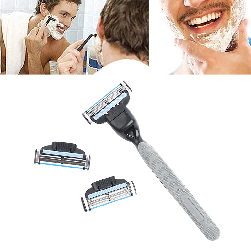 4 шт. лезвие бритвы с 1 ручка кассеты для бритья Для мужчин уход за кожей лица Слои