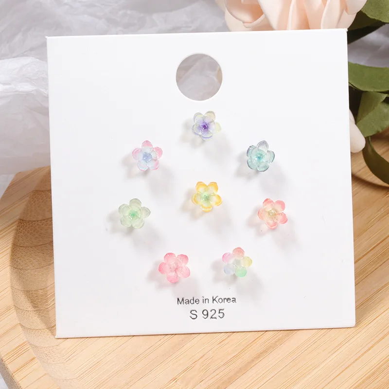 Женские серьги из серебра 925 пробы с трехмерными цветами|Серьги-гвоздики| |