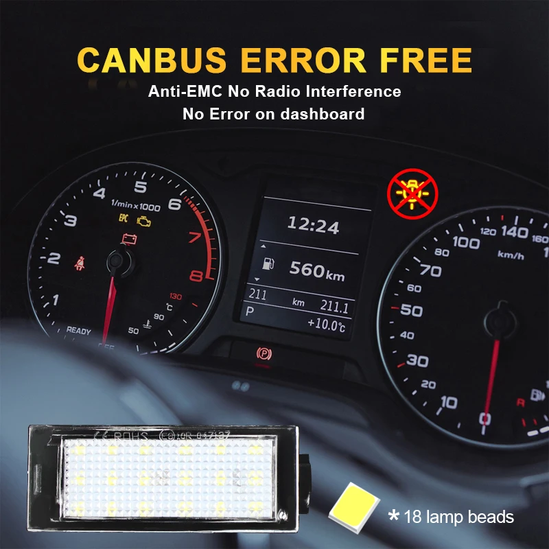 2 шт. Автомобильные светодиодные лампы Canbus для номерного знака | Автомобили и