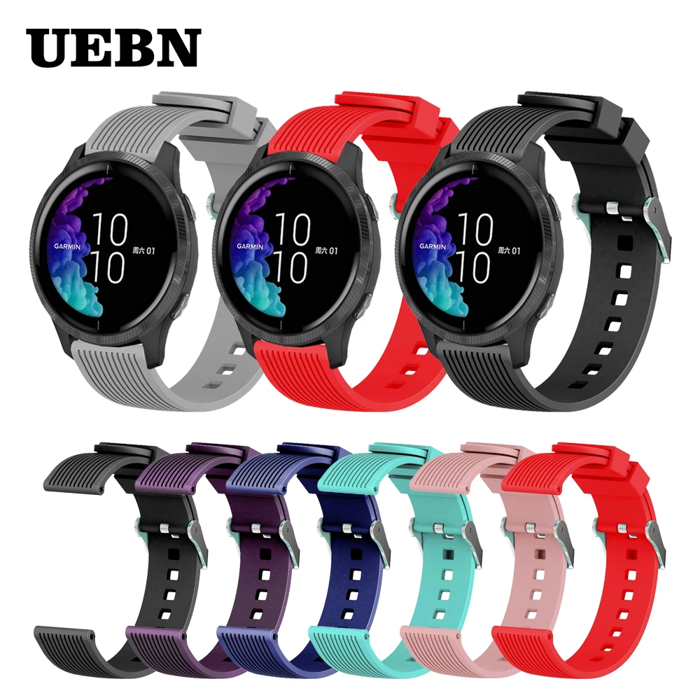 Силиконовый ремешок UEBN 20 мм для Garmin CAME vivoactive 3 браслет Move Forerunner 245 сменный