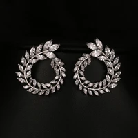 bettyue luxury new fashion olive shape aaa cubic zircon stud earrings branch crystal earings for women party gift
