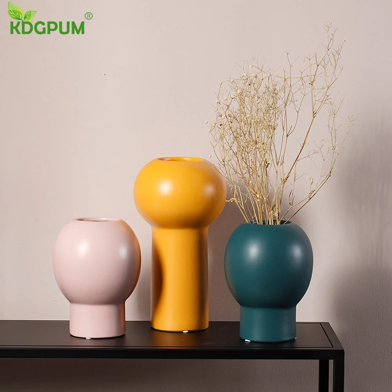 

Nordic Simple Morandi Color Ceramic Vase Living Room Decoration Dried Flower Flower Arrangement Creative Home Decoration