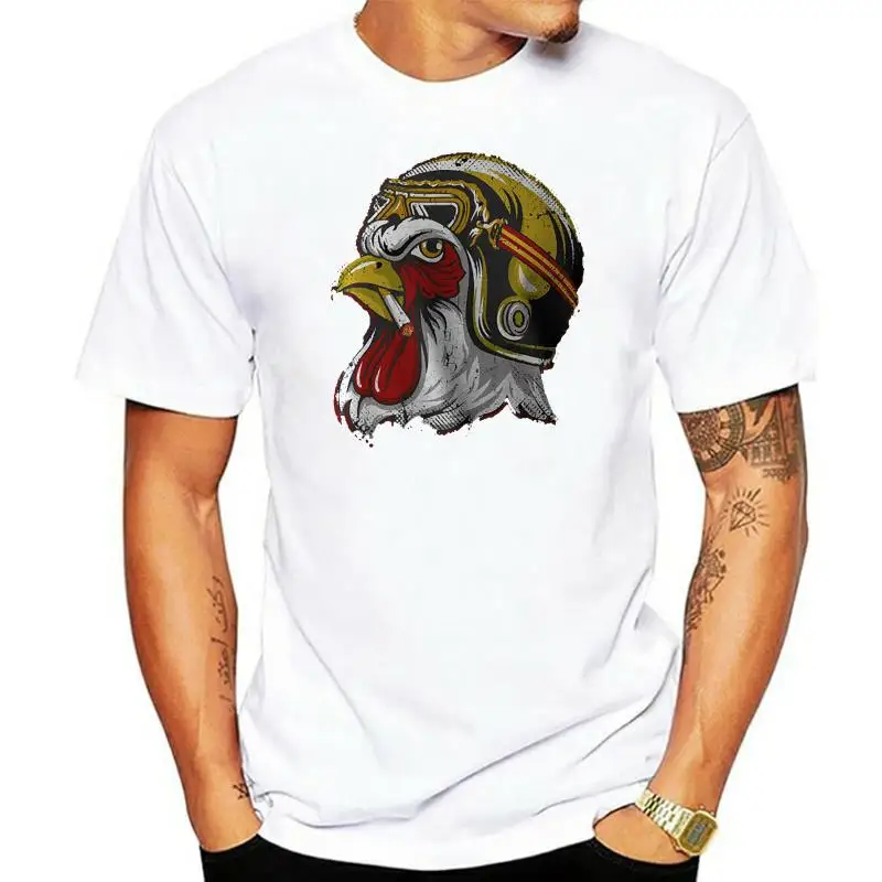 

2022 T-Shirt Rooster Biker Motorcycle Oldschool Chopper Mc Cafe Racer Skull S-3Xl Plus Size Tee Shirt