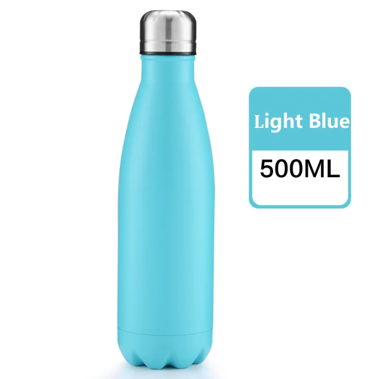 Light Blue Вакуумная бутылка 17 унций в форме колы, бутылка с двойными стенками из нержавеющей стали, бутылка для воды, спортивные напитки, холодная и горячая - Цвет: Light Blue