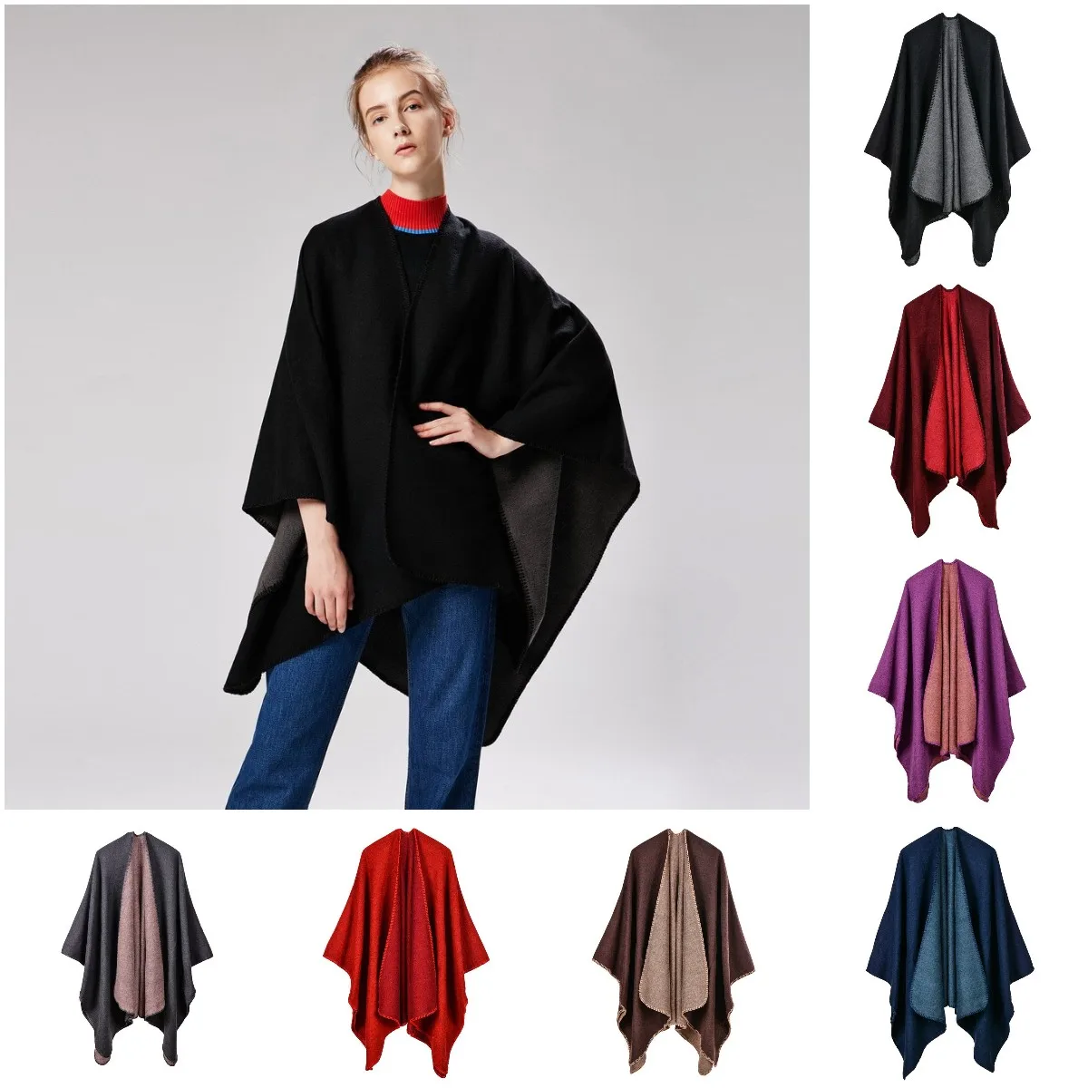 

JTVOVO RUNMEIFA 2021New Imitation Cashmere Autumn And Winter Warm Luxury Shawl Solid Color Women's Fashion Wrapped Scarf Bandana