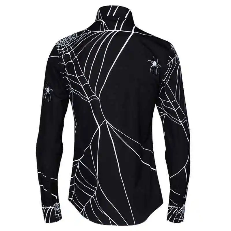 Мужская хлопковая рубашка с длинными рукавами Готическая приталенная