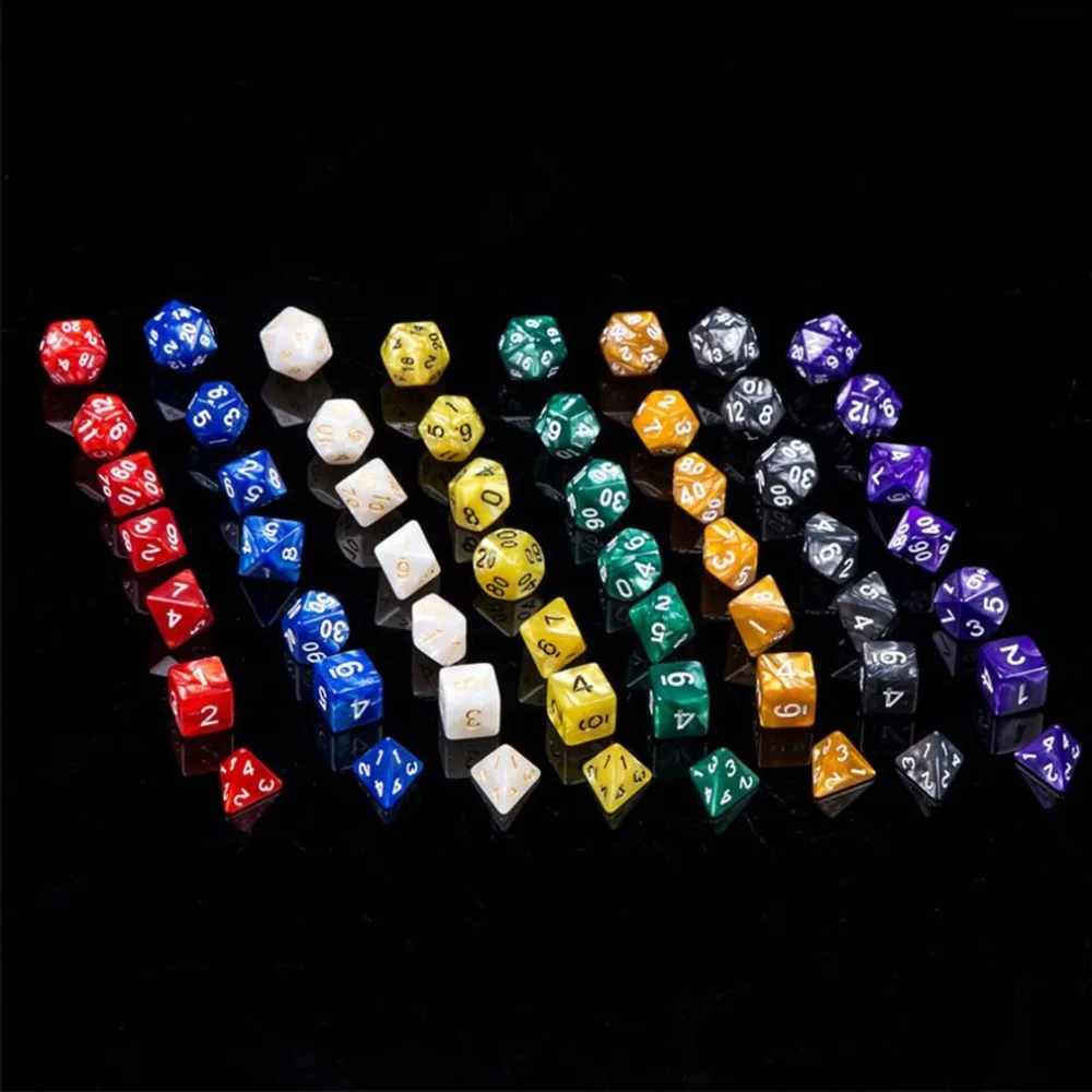 7 шт./компл. разноцветные акриловые многогранные стереоигральные кости D &amp