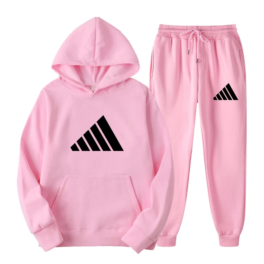 

2021 New Hoodie Suit Pure Cotton Pullover Wool Sweatshirt + Pants Men And Women Fall/Winter Running Fitness Sportswear S-3XL