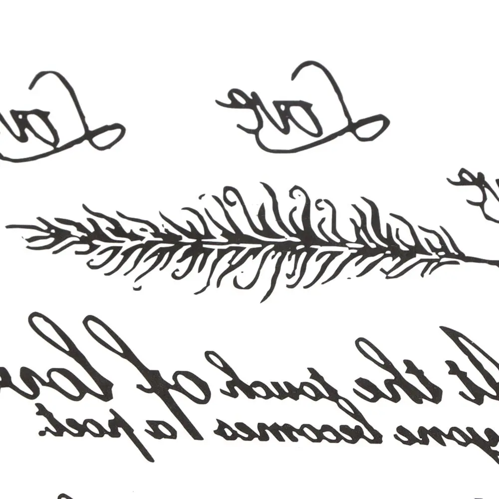 1 лист водостойкая наклейка с черными буквами и перьями|Временные тату| |