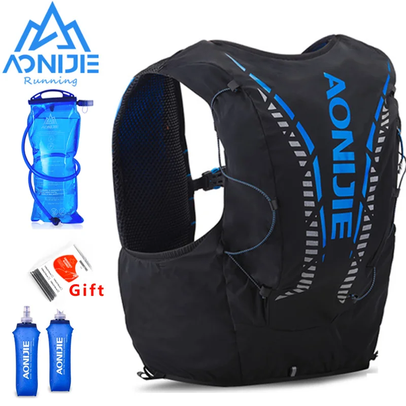 AONIJIE C962 12L Hydration Backpack Advanced Skin  Pack Bag Vest Soft Water Bladder Flask Professional Running Bag Black