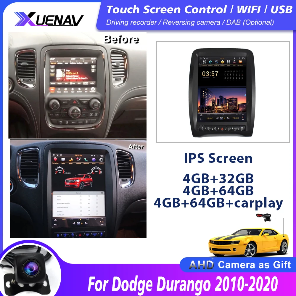 

Car Multimedia Player for Dodge Durango 2010-2020multimedia DVD Auto Stereo headunit Vertical Screen GPS Navigation player