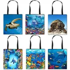 Повседневная женская сумка-тоут с принтом Подводные войны, дамская сумочка на плечо с черепашкой, акулой, дельфином, вместительные дорожные сумки для покупок