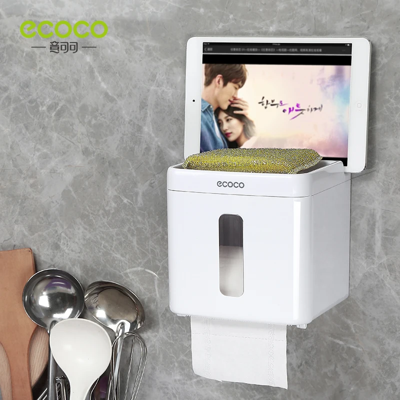 

ECOCO Toilet Tissue Box Waterproof Non-Perforated Paper Box Bathroom Pumping Box Paper Phone Holder Capable of Amplifying Sound
