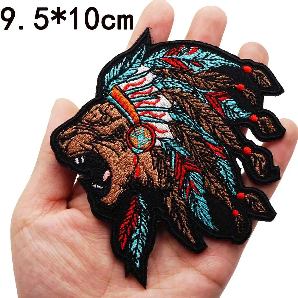 Лев индийские вышитая аппликация этикетка для шитья панк байкерское патчи