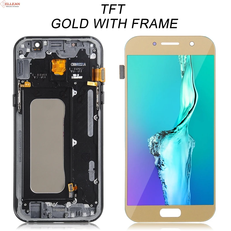Акция HH Super Amoled A520 Lcd для samsung Galaxy A5 дисплей с кодирующий преобразователь сенсорного экрана в сборе A520F Lcd с рамкой - Цвет: TFT Gold With Frame
