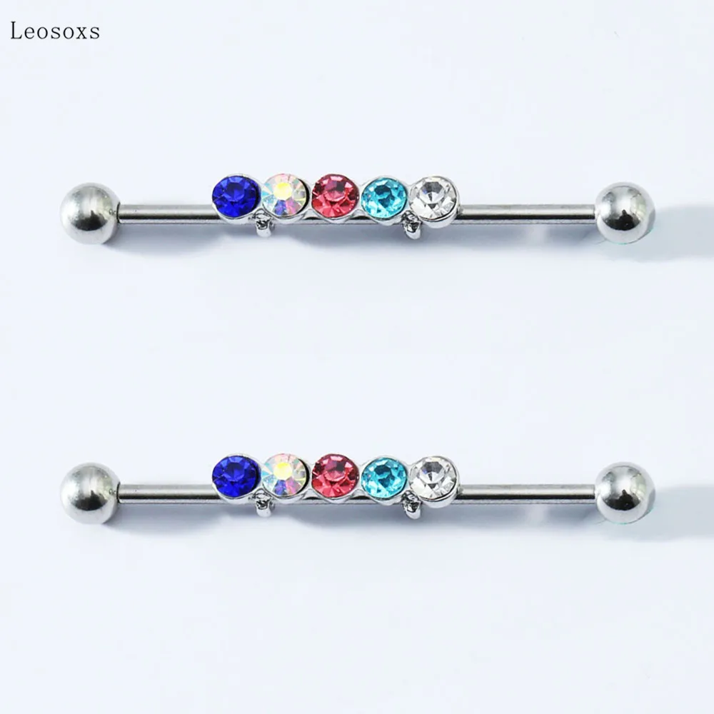 

Leosoxs 2pcs Trendy Personality Long Diamond Earrings Body Piercing Jewelry