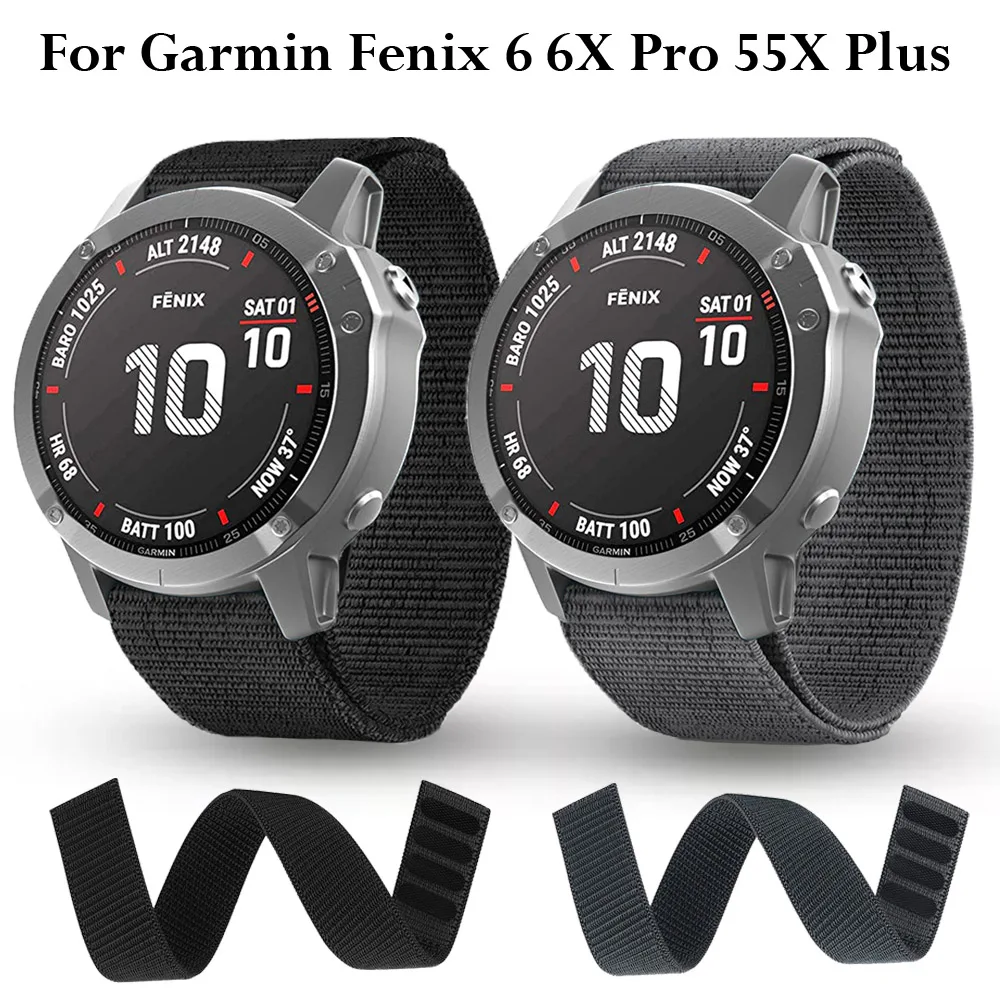 

Ремешок для смарт-часов Garmin Fenix 6X 6 Pro 5X 5 Plus 3 3HR 935, Нейлоновый Регулируемый Браслет для наручных часов, 22 26 мм